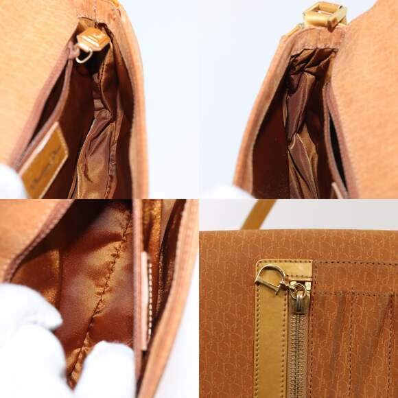 DIOR Trotter Canvas Shoulder Bag Brown Gold - Picture 12 of 14